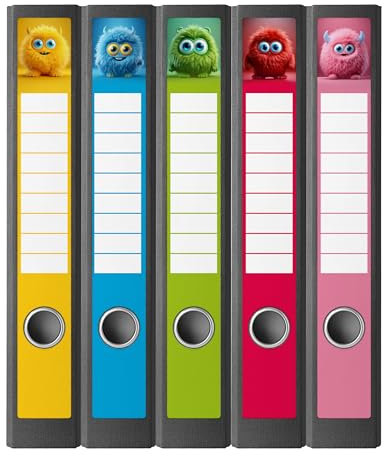 Ordnerrücken Etiketten selbstklebend Kinder – 10 Aufkleber zum Beschriften – Klebeetiketten Rückenschilder für Ordner A4 schmal – Kindergarten, Schule – Untergrund scheint nicht durch - PLÜSCHTIERE