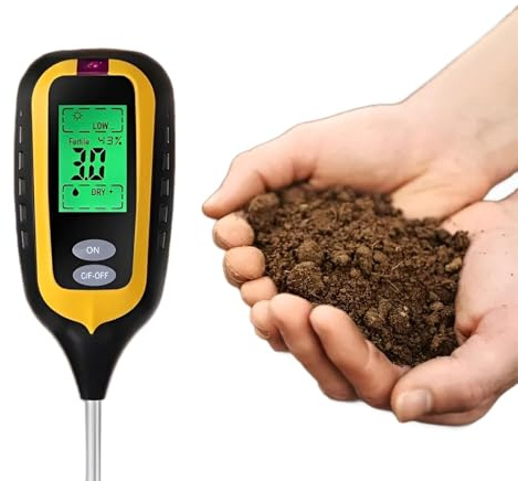 6 in 1 Soil Moisture Meter, PH/Light/Temperature/Hygrometer/Fertility Tester/Air and Humidity Monitor for Care of Flowers/Potted Plants/Gardens/Farms/Lawns (Battery not Included)