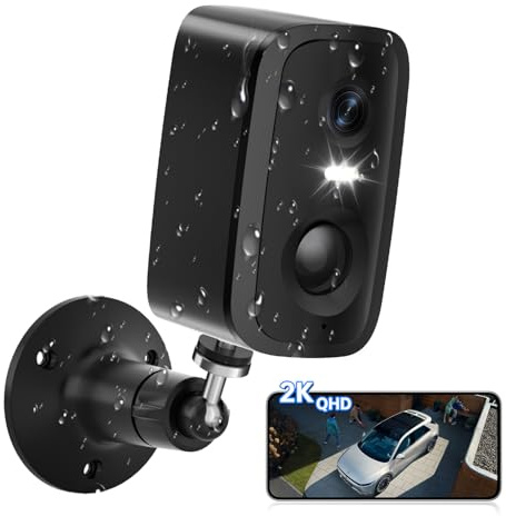 2K Security Cameras Wireless Outdoor,Battery-Powered 2.4G&5GHz WiFi Cameras for Home Security with AI/PIR Motion Detection and Alarm,Color Night Vision,2-Way Audio,IP65 Waterproof, Cloud/SD Storage