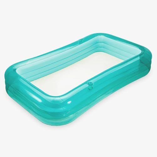 Funsicle AquaSplash 3.0 m Family Aufblasbarer Pool - 3-st�ckiger rechteckiger Swimmingpool mit transparentem Design, einfacher Ablaufstopfen, langlebige N�hte - Lagoon Blue
