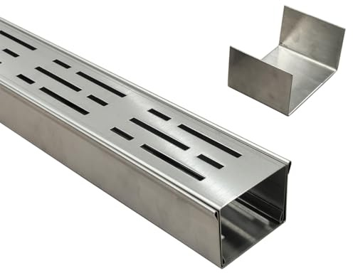 SXSJMY Canaleta Desague con Rejilla 304 Acero Inoxidable, 7 CM de Ancho y 1 M de Largo Canaleta de Drenaje,Rejilla Desague Jardin de Canal para HormigóN, Adoquines, Patios o Caminos Peatonales