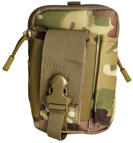 Taktische Gürteltasche Outdoor Holster für Polizei, Security, Rettungsdienst, Wandern, Jagd, Camping, Sport | chlanke Tasche mit Gürtelhalter, auch für Handy (Camouflage)