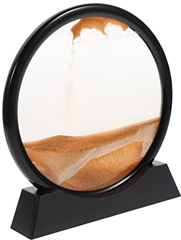 Milisten Adornos de Reloj de Arena Arte de Arena Playa Reloj de de 3D decoración del hogar Moviente circulo de Pintura de s movedizas en Movimiento AbS Amarillo