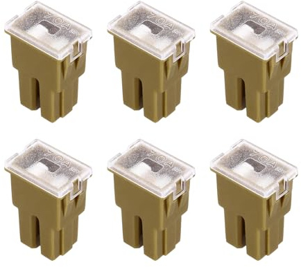 MECCANIXITY 6pcs Cartridge Fuse, 32VDC 70A Female Terminal Automotive Assortment J Case Fuse for Car, Truck, RV, Boats, Coffee