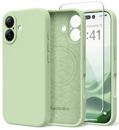 SuydanBox Magnetische Hülle für iPhone 17, kompatibel mit MagSafe, [vollständiger Kameraschutz] [Displayschutz] Stoßfeste Silikon-Schutzhülle für iPhone 17 6,3 Zoll, Matcha