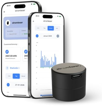 stromleser one WLAN Stromzähler auslesen IR Lesekopf mit App | Verbrauchstracker für Balkonkraftwerke & Zuhause Smart Home Messgerät Energiemonitor Plug & Play