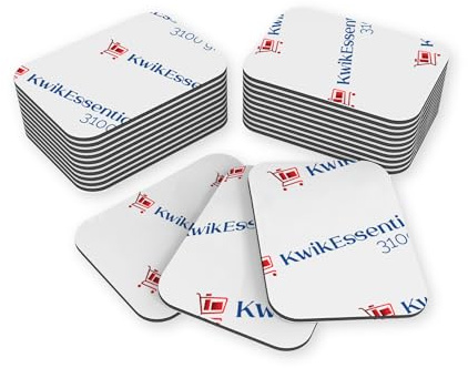 KwikEssentials Heavy-Duty Double-Sided Tape Foam Mounting Pads, White | Includes 2 Alcohol Wipes | Multi-Purpose Adhesive Pads (40mm × 30mm × 1.5mm - 50 pack)