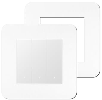 KUKUJIWA 2PCS Light Switch Cover Plate Surrounds White, Finger Wall Plate Frame for Standard UK Switches (8.6x8.6cm), Self-Adhesive Home Decoration & Protection (14.6x14.6cm)