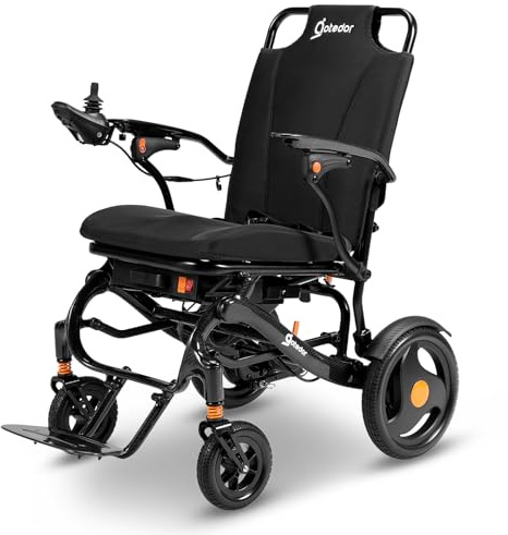 Aotedor 37lbs Lightweight Carbon Fiber Electric Wheelchairs for Adults 30 Miles Long Range Foldable Motorized Wheelchair with Dual 12Ah Batteries & Dual Motors,Intelligent Portable Airline Approved