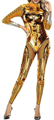 Generisch 2026 Costume de personnage de film d'Halloween pour femme avec coupe ajustée (or, M)