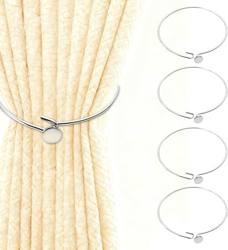 4 stycken silvermetallgardiner gardinomtag för gardiner och gardiner, elegant gardinhållare vardagsrumsdekoration, snygg gardinhållare för modern och sofistikerad rumsdesign
