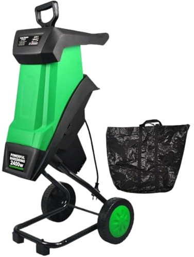 Elektrischer Holzschredder 2400W Mit 50L Auffangbehälter, 40mm Schneidleistung, Leistungsstarker Leiser Gartenhäcksler Mit Rollen Für Äste, Zweige Und Blätter