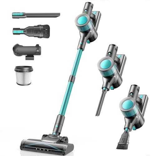 Ziaggnar Aspirateur Balai sans Fil Puissant 45KPa avec Écran LED, 50Min Autonomie, Batterie Rechargeable, Léger et Silencieux 3 en 1 pour Poils d'animaux/Tapis/Sols Durs/Canapé/Voiture