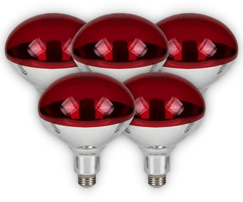 CLAR – Ampoule Chauffante 150W E27, Lampe Infrarouge Rouge pour Terrarium, Chiens, Thérapie de Chaleur, Lampe Chauffante Animaux (Pack 5)