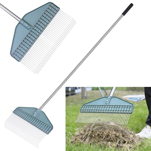 YEELOR Robuster Laubbesen, 165 cm Verstellbarer Griff, 43,2 cm Kopf | Ideal zum Sammeln von Blättern, Rasenfilz, Kiefernnadeln und Schmutz, Für Höfe und Rasenflächen
