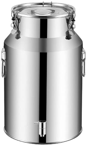 YLKJCE Bidon à Huile en Acier Inoxydable avec Robinet, Bidon INOX Bidon HerméTique-Seau De Cuisine avec Couvercle-Seau De Rangement pour Le Riz, La Farine, Les CéRéAles(Capacity,88liter)