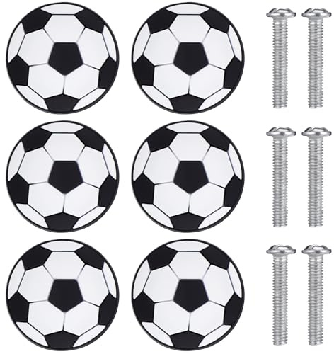 HEATSHAKING 6 Stück Fußball Kugelgriffe aus Langlebigem Material Stoßfeste Schubladengriffe für Kinderzimmer Sichere Türknäufe für Schränke und Kommoden