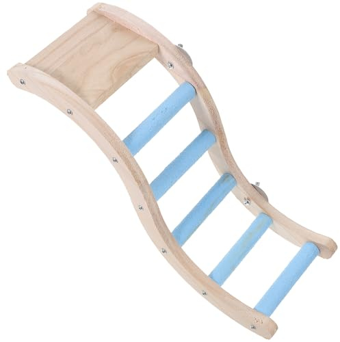 JECOMPRIS Échelle à Grimper pour Perroquets en Bois Naturel, D’intérieur pour Oiseaux, Échelle à Griffes Bleue, Accessoire pour Cage Perroquet, Jeu Suspendu pour Grimper et Sauter