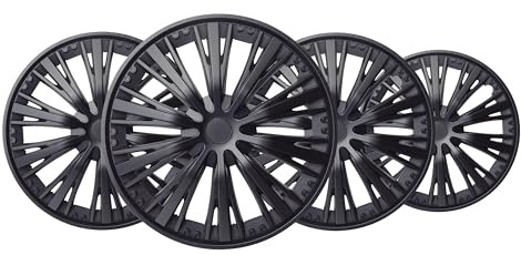 +PWR Car Parts Copricerchio 15 Pulse Nero, Set di 4 Unità, Universali, ABS ad Alto Impatto, Fissaggio a Pressione, Design Moderno e Ventilazione Ottimizzata