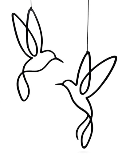 Luxorium decoración pared colgante primavera, set de 2 pájaros, adornos modernos de primavera de hierro, decoración minimalista para paredes y habitaciones, pared decorativa