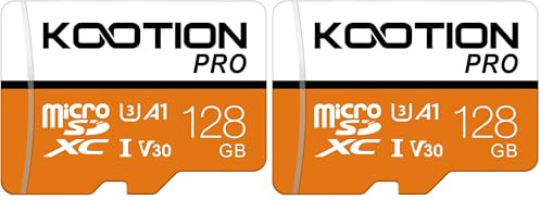 KOOTION 128 GB Micro SD Card, 4K Camera Pro, UHD Video for GoPro, Action Camera, Drone, Smartphone, R/W up to 90/35 MB/s MicroSDXC Memory Card UHS-I U3 A1 V30 (Pack of 2)