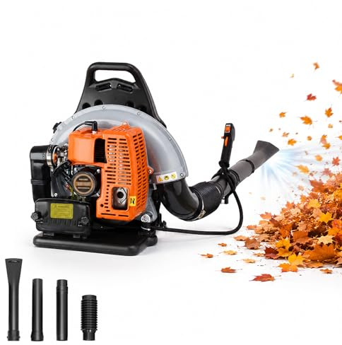 Goddlgjik 2 Temps 63 CC Souffleur Thermique Essence a Dos, 2,7 KW Souffleur Feuille Thermique 6800 TR/Min, avec Réservoir de 1,8 L, pour Feuilles Neige Mortes Jardinage