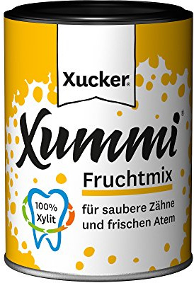 Xucker Zuckerfreie Zahnpflegekaugummis mit Xylit, Frucht-Geschmack, ohne Titandioxid, vegan, 100 g Dose, Xummi, 400