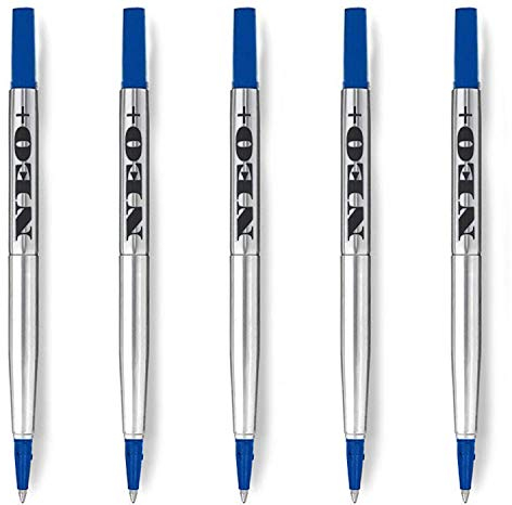 Hochwertiger Quink-Rollerball-Stift füllt Feinspitze 0.5 mm nach - Kompatibel mit Parker (5 x BLAUE TINTE)