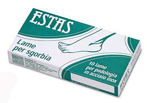 10 LAME BISTURI ESTAS PER SGORBIA MANICO A VITE ACCIAIO INOX PEDICURE ESTETICA (N° 18)