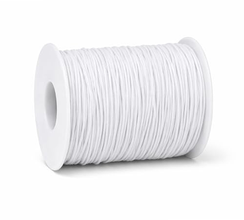 Weddecor 500m x 1mm White Cord Trim Elastic, Smooth Finish Sewing Thread for Knitting, Arts & Craft Accessories, Jewelry Making, Clothing, Safety Mask Making