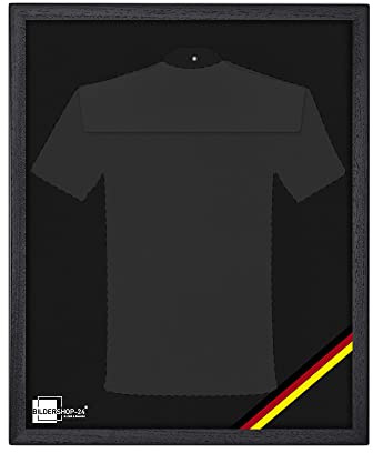 Bildershop-24 Objektrahmen Trikotrahmen aus Massivholz VARIO36 WM inkl. Bügel, Deutschland Banner und Passepartout 60x80cm Schwarz matt (lackiert) Geschenk Papa Freund
