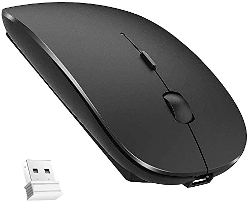 Ratón inalámbrico Bluetooth, modo dual, delgado y recargable, ratón inalámbrico silencioso, con Bluetooth 4.0 y 2.4 G inalámbrico, compatible con portátil, PC, Windows Mac Android OS Tablet