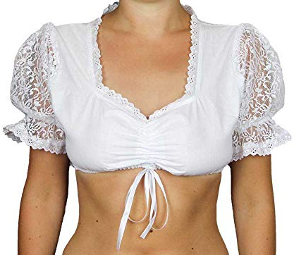 Donna Dirndl camicetta tradizionale camicetta in pizzo Tara bianco (38)