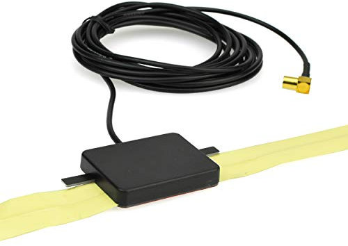 Aktive Glasklebeantenne für DAB+ mit SMB Buchse | +10dB Verstärkung | 12V Phantomspeisung | Frequenz: Band III 174~237MHz / L-Band 1452~1492MHz | 3,5m Kabel | Impedanz: 50Ohm