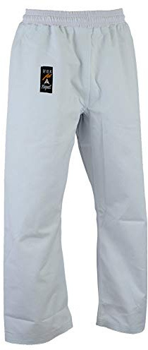Playwell kampsport karate vita 100 % bomull lättviktsbyxor - 7 oz - NY, Vitt, 5/180cm