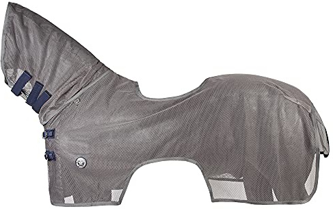 PFIFF 102831 Fliegenausreitdecke mit einrollbarem Halsteil, grau-dunkelblau 125