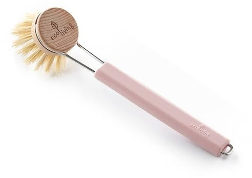 EcoLiving Non-Scratch Dish Brush (FSC Certified) - Cruelty-Free, Eco-Friendly, Biodegradable - Made With Sustainable Materials - Tough Washing Up Brush (Pink)