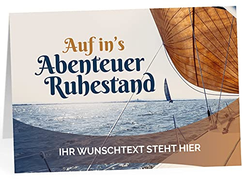 XXL Abschiedskarte PERSONALISIERT (A4) - Motiv Segel - große Klappkarte für Kollegen mit Umschlag zur Rente Ruhestand Pension Kündigung