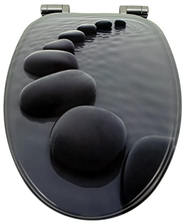 OGOMONDO Sedile Wc Copri Water Universale Frizionato Colorato Fantasia MDF Chiusura Rallentata