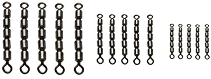Set: 2-3 Packungen (10-15 STÜCK) Behr Fünffach Wirbel Forellenwirbel Black Nickel, 9-19 Kg Angeln Wirbel +gratis Petri Heil! Aufkleber