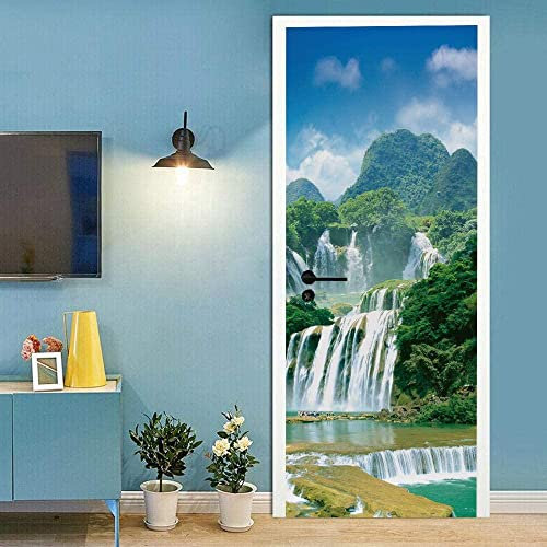 Türtapete Türposter Selbstklebend Schöne Landschaft Mit Grünen Bergen 77 X 200 Cm 3D Türaufkleber Türfolie Pvc Wasserdicht Ölfest Tapete Fototapete Für Tür Wohnzimmer Kinderzimmer Küche Und Bad - Tür