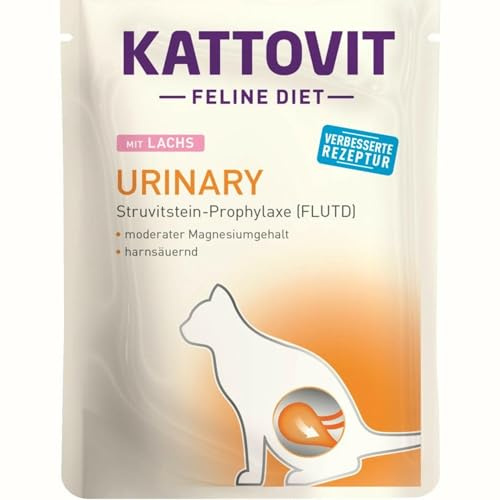 KATTOVIT Salmón urinario | Comida dietética para Gatos | 85 g | Comida húmeda para Gatos para la prevención de Piedras de estruvita