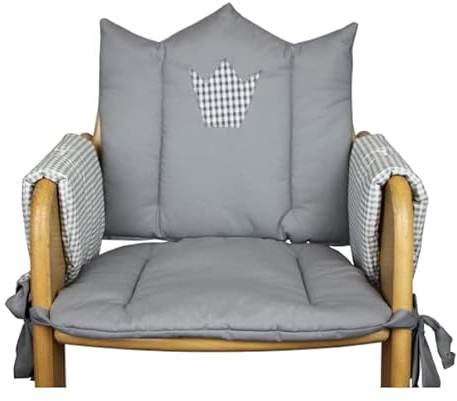 Herlag TIPP Topp Sitzkissen für Treppenhochstuhl - Krone - Grau Uni, 4-teilig, Weich gepolstert, Baumwolle, Polyester