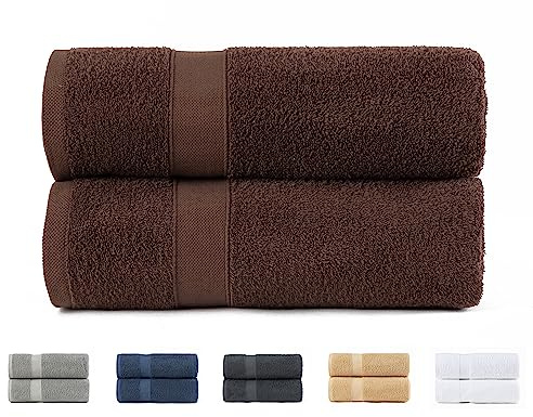 Todocama – Juego de 2 Toallas de baño Grandes, 100% algodón de 550 gsm Extra Suaves, Altamente absorbentes y de Secado rápido. Medida 100x150 cm, Color Chocolate.