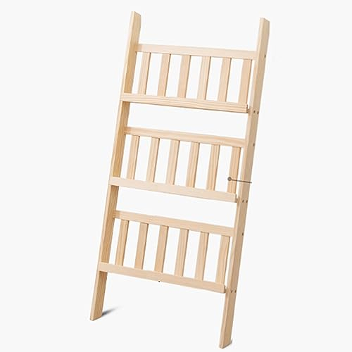 JacCos Regale Displays an der Wand, bodenstehender Bücherständer, Katalog-Literaturständer für Wohnzimmer, Klassenzimmer, Büros, Zeitschriftenhalter im Holz-Stufen-Design (Größe: 3 Ebenen, 70 cm)