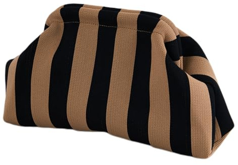 CXINLky Sommer Strand Clutch Damen, Gestrickt Gestreift Kontrastfarbe Handtaschen Klein Clutch Gewebte Tasche für Sommerstrände, Shopping, Reisen