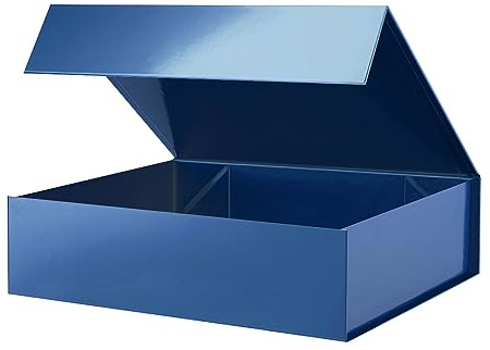 PKGMAGIC Große Geschenkbox, blau, 34,3 x 25,4 x 8,9 cm, leere Geschenkbox, mit Magnetverschluss, für Geburtstag, Hochzeit, Vatertag