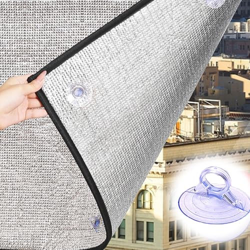 Película para Ventana Privacidad Oscurecimiento Total Película De Ventana Reflectante Térmico Antideslumbrante Papel De Aluminio Película para Ventanas Vidrio(Gray,160cmx160cm)