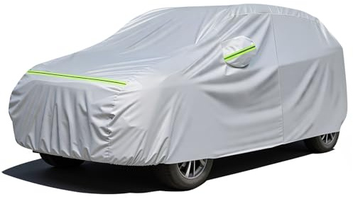 Favoto Autoabdeckung Vollgarage Auto Abdeckplane Outdoor - Wasserdicht Autohülle Autoplane Kompatibel mit Tiguan Allspace/GLC/Audi Q5/BMW X3 Abdeckplane für SUV (460-485 cm Silber