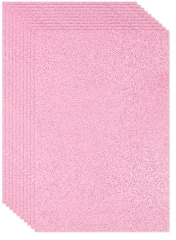 PATIKIL Foglio Schiuma Glitterata Eva Rosa Lucido 11 x 8 Spesso 2mm Spessore Eva Schiuma Adesivi Fogli Gomma Feltro Glitterato Scintillante per Progetti Fai da Te, 10Pz